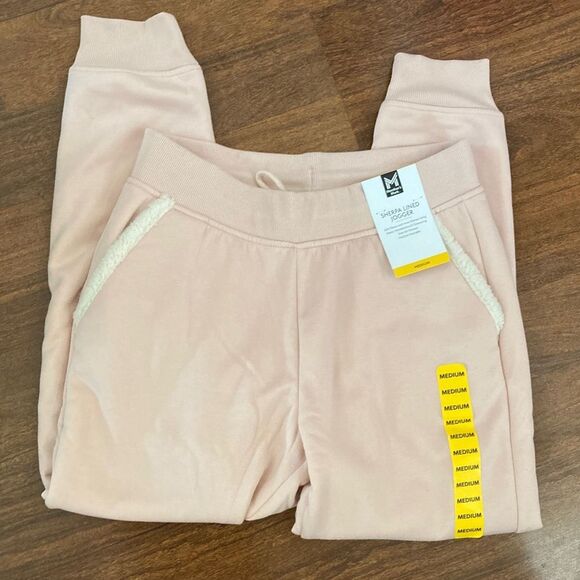 Members Mark Sherpa Lined Jogger - Pink Sz M - Picture 1 of 4